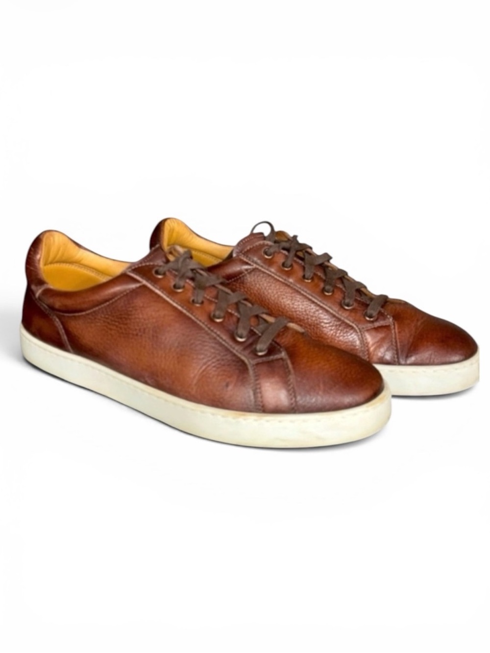 Magnanni Costa Lo Cognac Leather Low Top Sneakers Mens Size 11